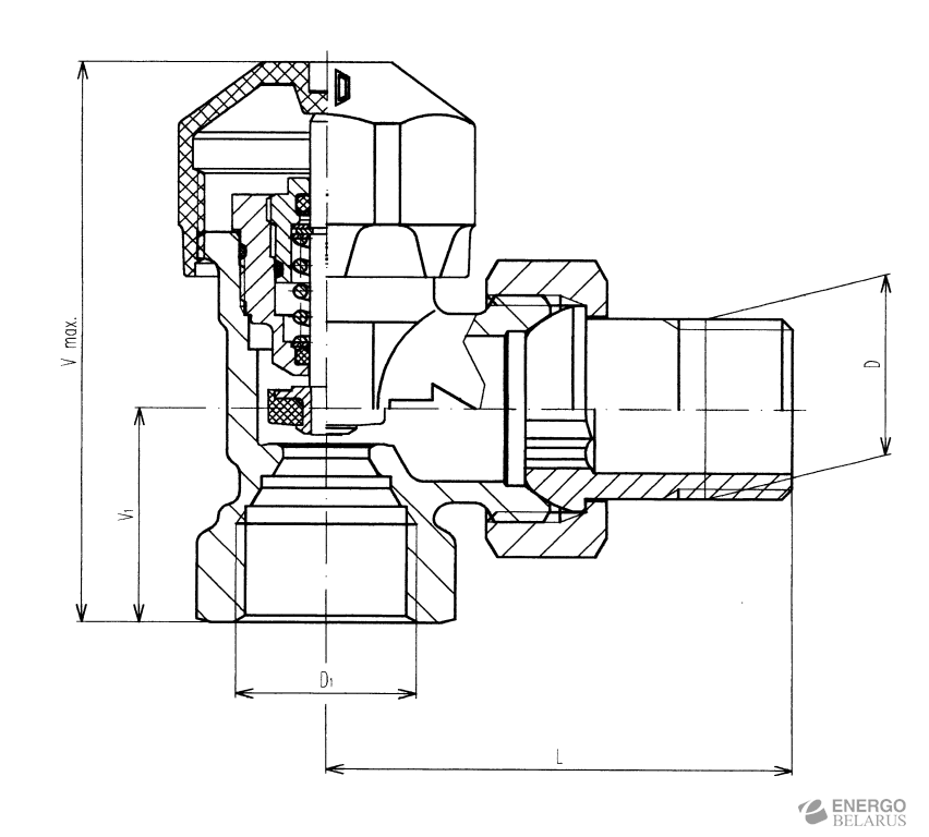Вентиль радиаторный термостатический угловой VE-4263.H DN15