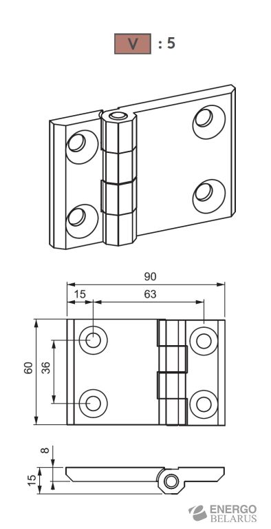Петля накладная Essentra (Mesan) 399-1-F-5