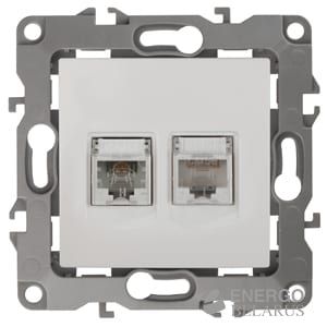 Розетка комбинированная 12-3109-02 ЭРА RJ45+RJ11, IP20, Эра12, слоновая кость (10/100/2500)
