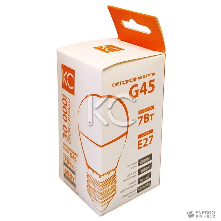 Лампа светодиодная G45-7W-3000K-E27-KC