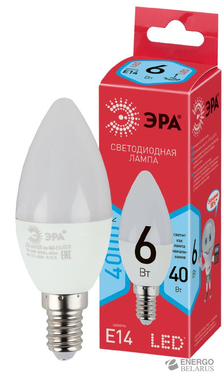 Лампочка светодиодная ЭРА RED LINE LED P45-6W-827-E14 R Е14 / E14 6 Вт теплый белый свет
