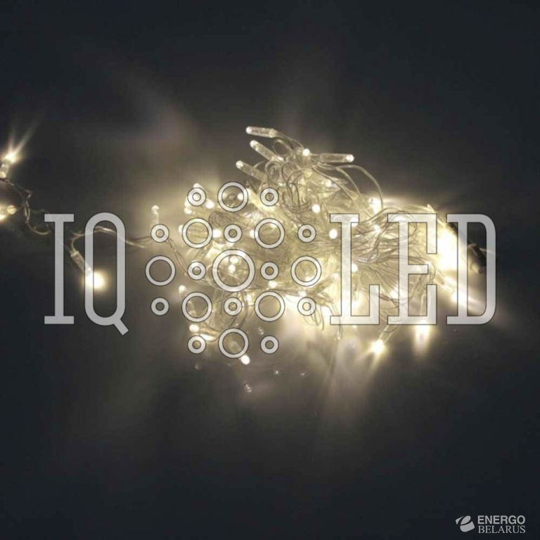 Гирлянда постоянного свечения 10M, 24V, белый теплый прозрачный провод, соединяемая (без силового шнура) (с колпачком)
