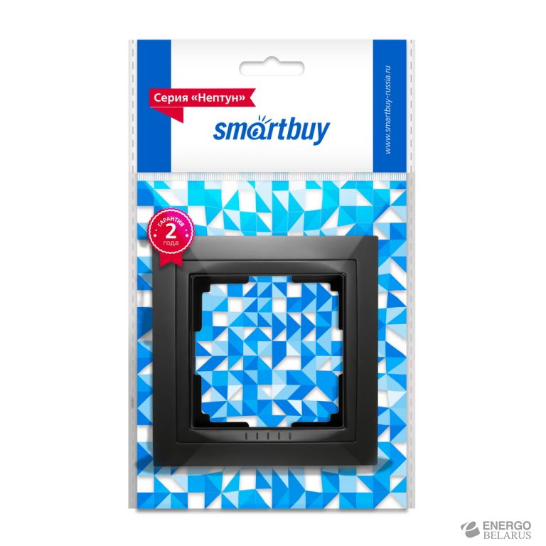 Рамка 1-местная пластик черная "Нептун", Smartbuy