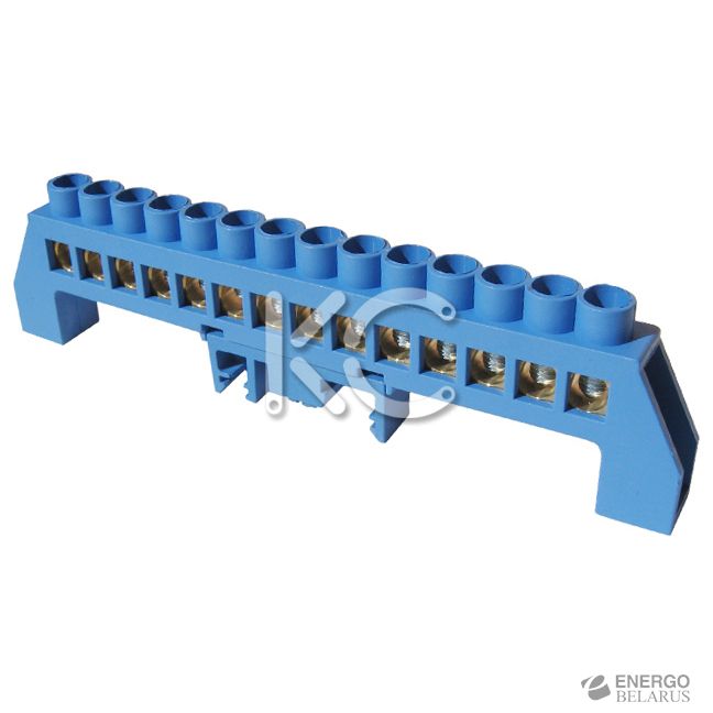 Шина N нулевая в изоляторе на DIN-рейку (из.синий) 8х12мм 14 групп-КС