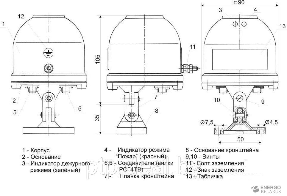 Инфракрасный извещатель пламени ИП332-1/1 «НАБАТ 1» взрывозащищенное исполнение, IP54