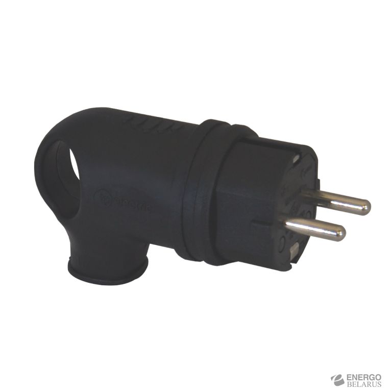 Вилка угловая черная (каучук) Schuko 2P+E IP44 1x16A 3101-302-0300