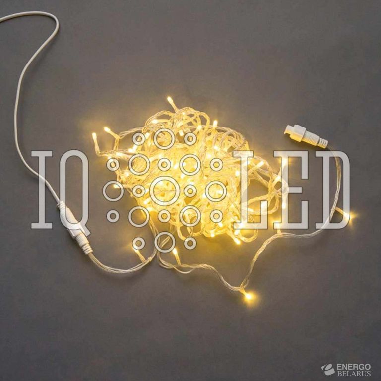 Гирлянда с FLASH мерцанием 10M, 240V, белый теплый / прозрачный провод / белый теплый FLASH соединяемая