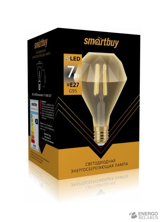Лампа светодиодная (LED) ART Smartbuy-G95Dimond-7W/3000/E27