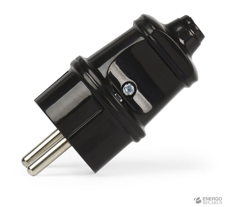 Вилка Smartbuy, прямая с заземлением черная 16А 250В