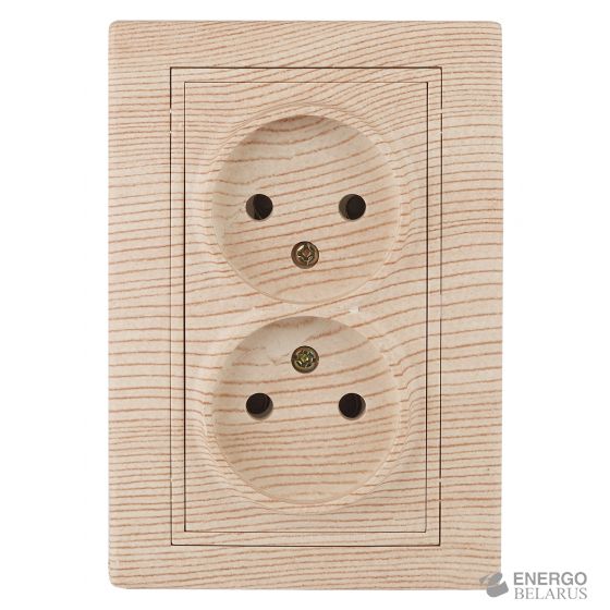 1-204-11 Intro Розетка 2х2P, 16А-250В, IP20, СУ, Plano, сосна