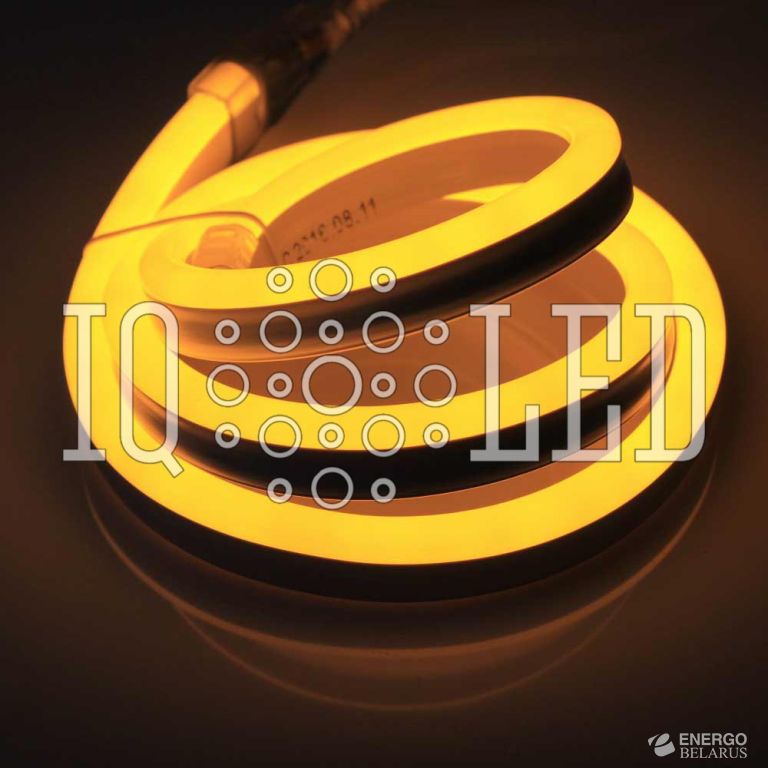 Неон SMD2835 24V, 2835, 120P желтый, 8х18мм, 1метр