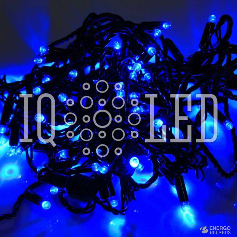 Гирлянда постоянного свечения 10M, 24V, синяя / черный провод, соединяемая (без шнура) (с колпачком) (новый коннектор)