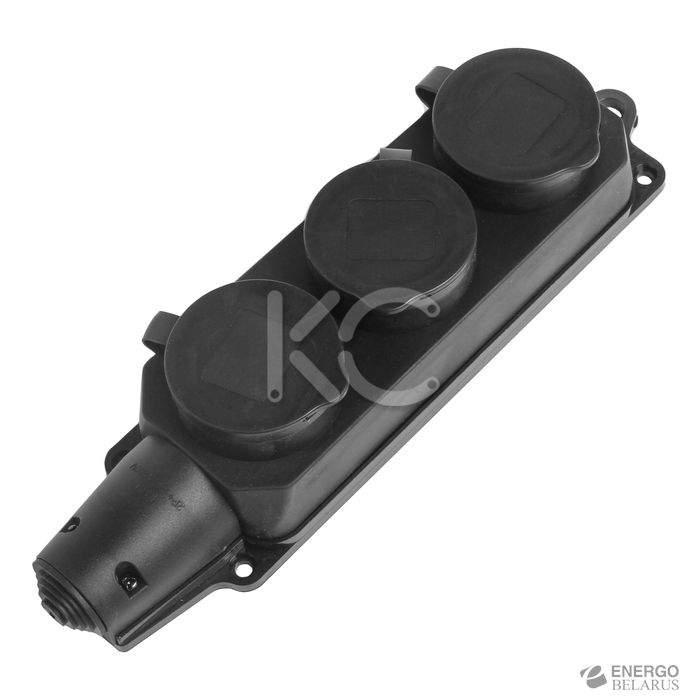 Розетка 3-местная с защит. крышками каучуковая 230В 2P+PE 16A IP44 Турига KC