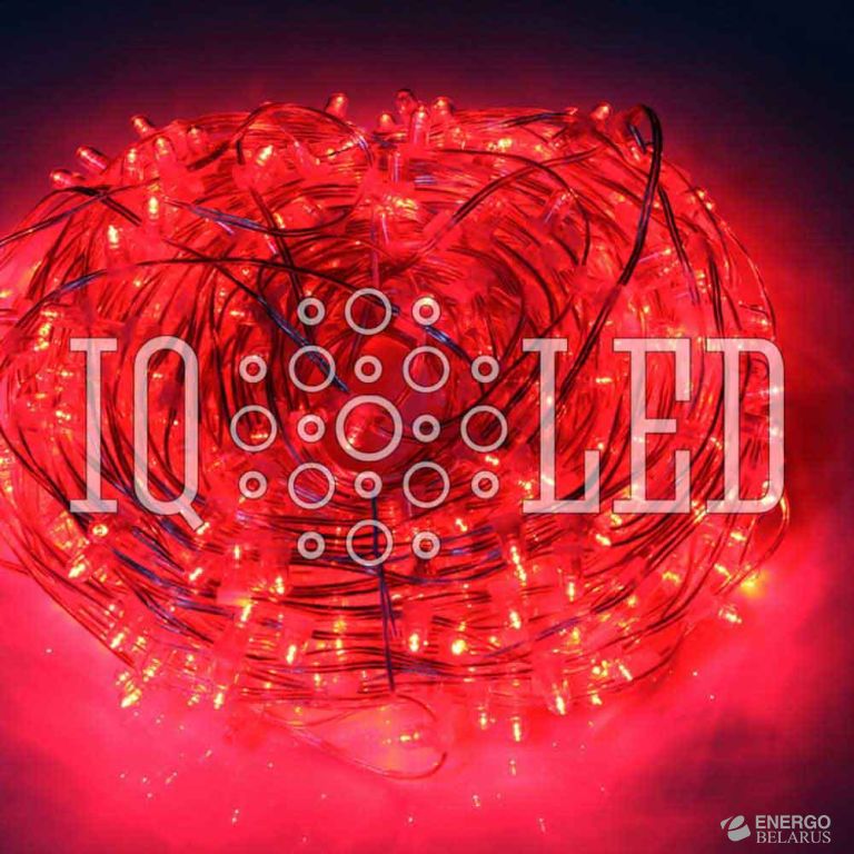 Гирлянда клип-лайт 12В, 15CM, 100M, WITH CLEAR CAP, красный (с колпачком), темно- зеленый провод