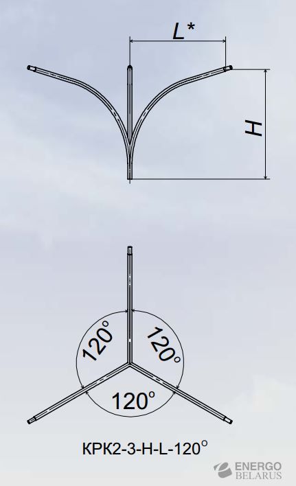 Кронштейн к консольным опорам КРК2-2-1,5-1,2-120°