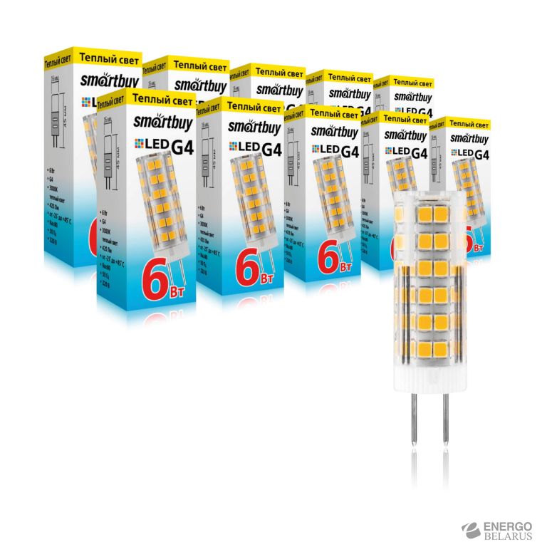 Лампа светодиодная (LED) Smartbuy-G4-220V-6W/3000/G4