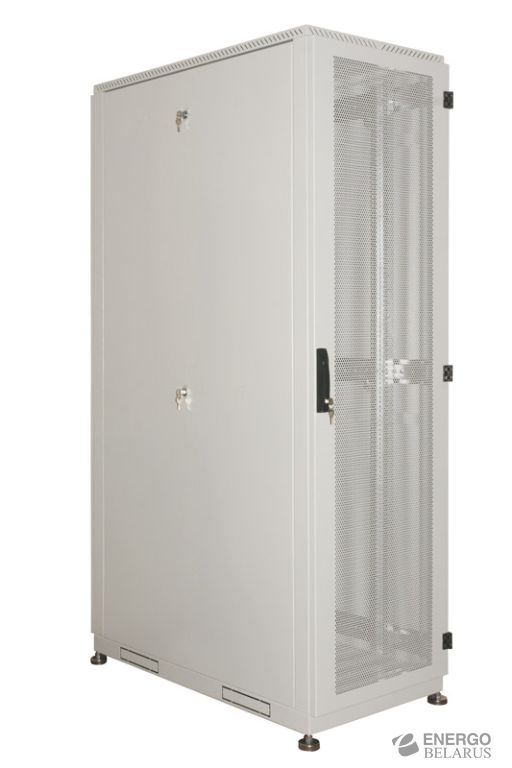 Шкаф серверный напольный 42U (600x1000) дверь перфорированная, задние двойные перфорированные