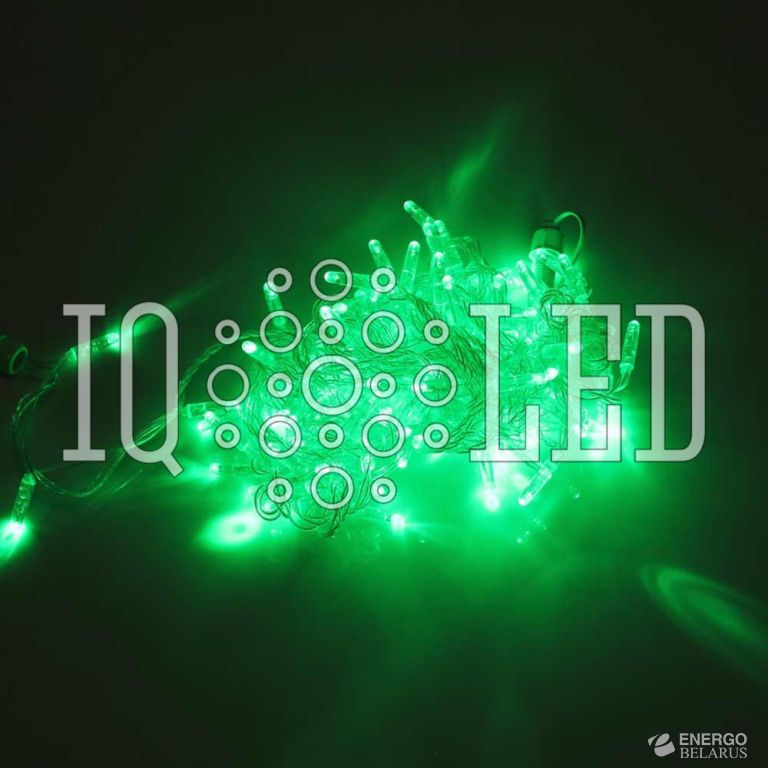 Гирлянда с FLASH мерцанием 10M, 240V, зеленая / зеленый FLASH на прозрачном проводе, соединяемая (без шнура) (с колпачком)