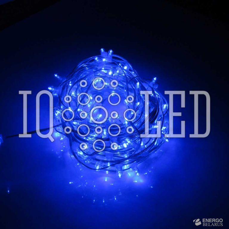Гирлянда клип-лайт 12В, 15CM, 100M, Светодиод. синий 6, синий Flash с насадкой (колпачок)