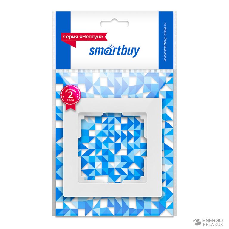 Рамка 1-местная пластик белая, "Нептун" Smartbuy