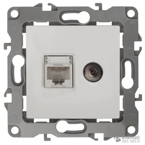 12-3110-01 ЭРА Розетка комбинированная RJ45+TV, IP20, Эра12, белый
