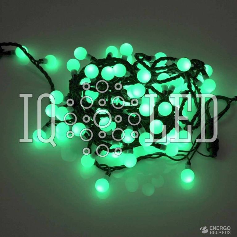 Гирлянда постоянного свечения 15M, 25MM, 240V, зеленая / черный провод, соединяемая (без силового шнура) шарик D25
