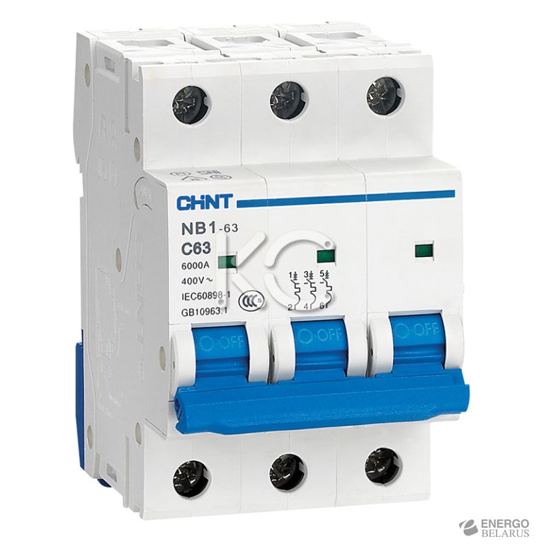 Автоматический выключатель NB1-63 3P 10A 6кА х-ка C (DB) (CHINT)