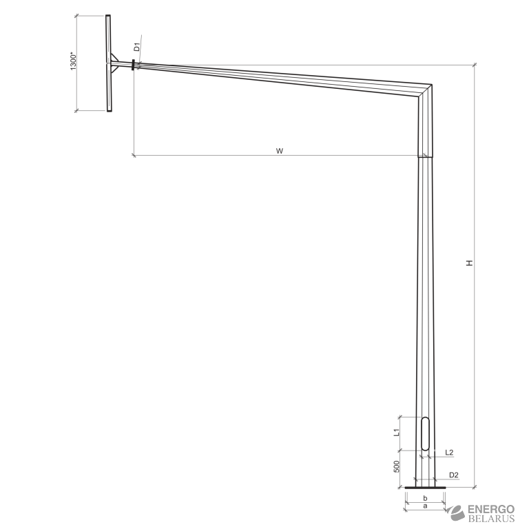 Стойка светофорная стальная коническая СС2ак-5,8-6-63/265 граненая t=6