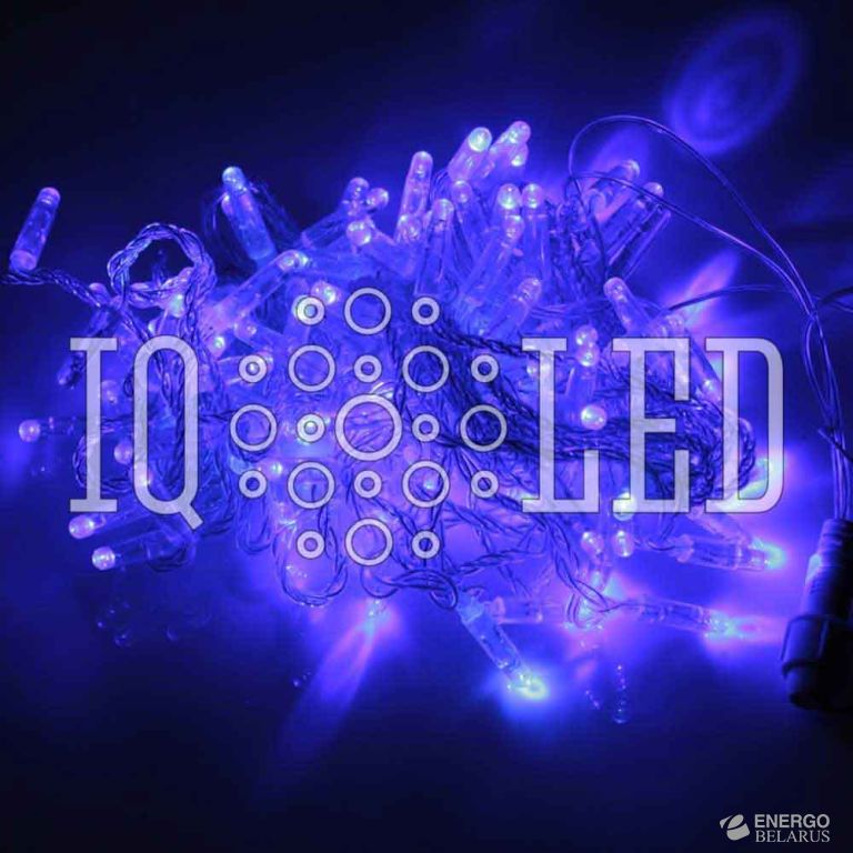 Гирлянда с FLASH мерцанием 20M, 240V, синяя / синий FLASH на прозрачном проводе (без силового шнура) (с колпачком)