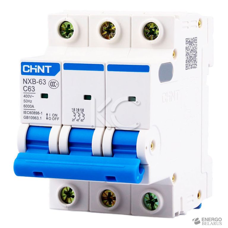 Автоматический выключатель NXB-63 3P 40A 6кА х-ка D (CHINT)