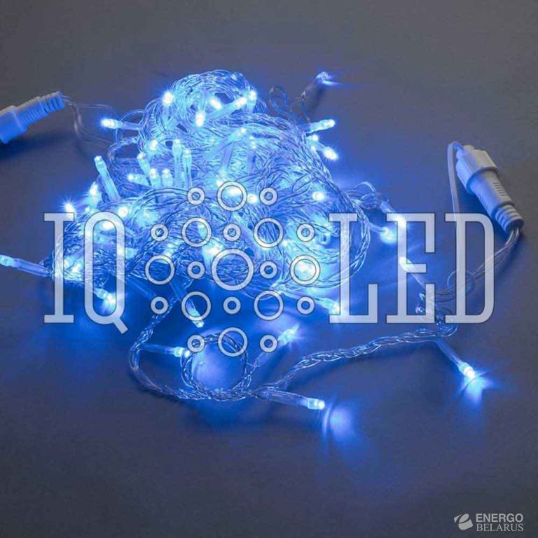 Гирлянда постоянного свечения 10M, 24V, синяя / прозрачный провод, соединяемая (без силового шнура)