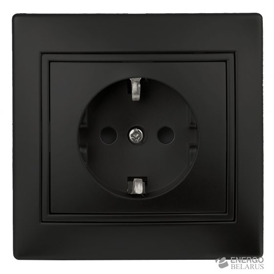 Розетка Intro Plano 1-202-05 с заземлением 2P+E Schuko, 16А-250В, IP20, СУ, антрацит
