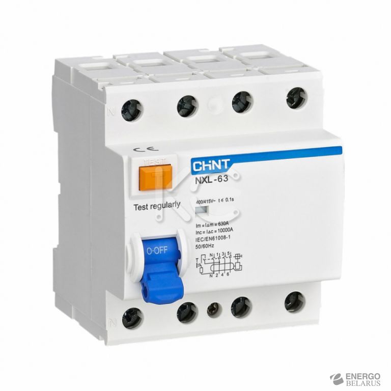 Устройство защитного отключения (УЗО) NXL-63 6kA 3P+N 40A 30mA AC (R)(CHINT)