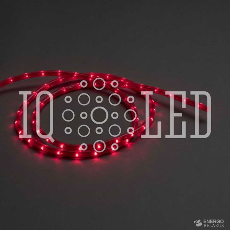 Дюралайт круглый 2W 100M 220V 3, 33СМ красный, 13мм, кратность резки 2М (цветная оплетка)