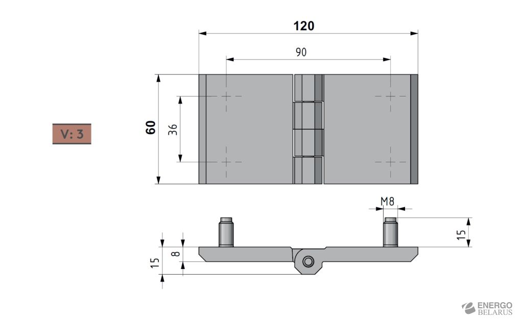 Петля накладная Essentra (Mesan) 399-4-0-3