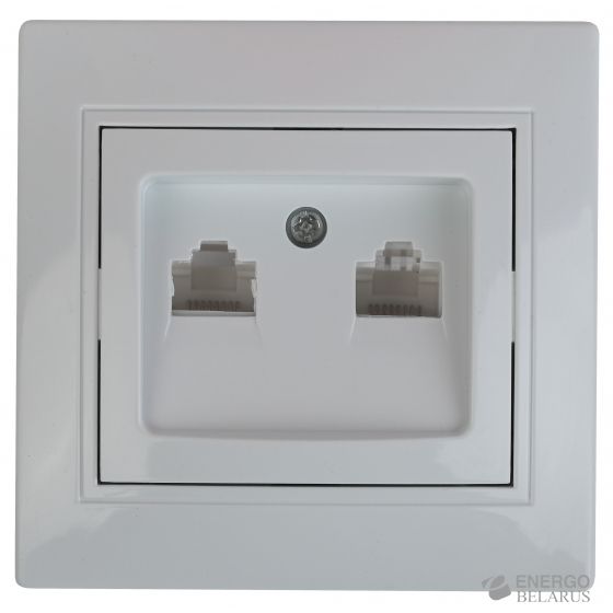 Розетка Intro Plano 1-304-03 информационная двойная 2xRJ45, СУ, алюминий