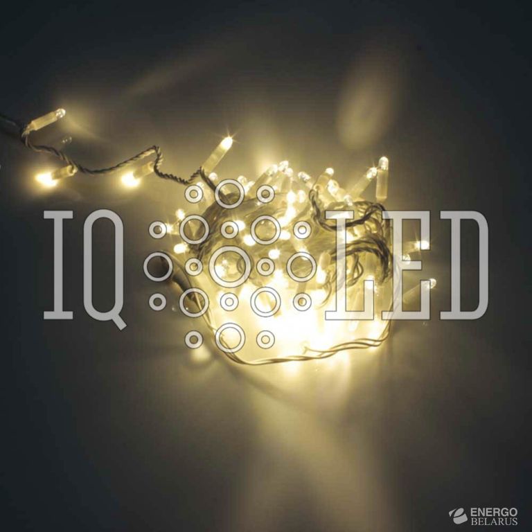 Гирлянда с FLASH мерцанием 20M, 240V, белый теплый / теплый FLASH на белом проводе (без силового шнура) (с колпачком)