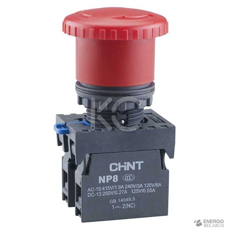 Кнопка управления Грибок d40мм с фиксацией NP8-01ZS/14 красная 1НЗ IP65 (R) (CHINT)