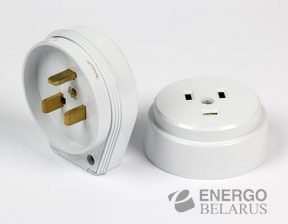Разъем Smartbuy, для плиты 32А 250В 2P+PE (СУ)  пластиковый белый