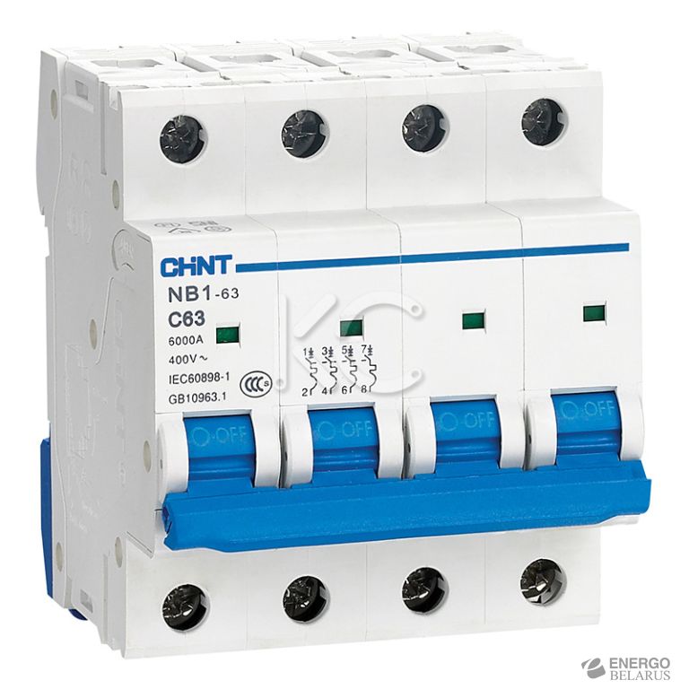 Автоматический выключатель NB1-63 4P 10A 6кА х-ка C (CHINT)