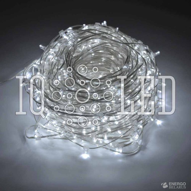 Гирлянда клип-лайт 12В, 15СМ, 100M, белый (с колпачком), прозрачный провод