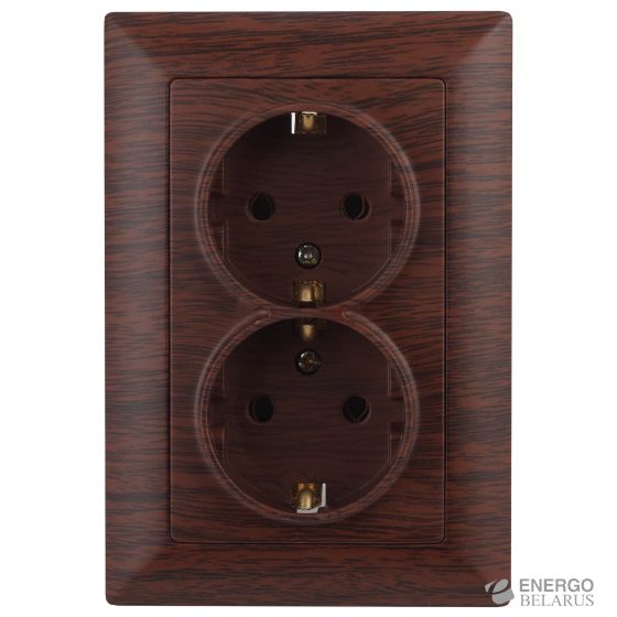 4-205-10 Intro Розетка 2X2P+E Schuko, 16А-250В, СУ, Solo, венге