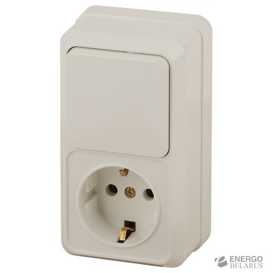 2-705-02 Intro Блок розетка+выкл. верт. 10А-250В, IP20, ОУ, Quadro, сл.кость