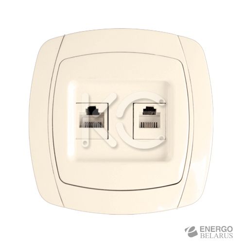 Розетка 1-м RJ-45 + Phone 1А 120В Париж беж. EKF