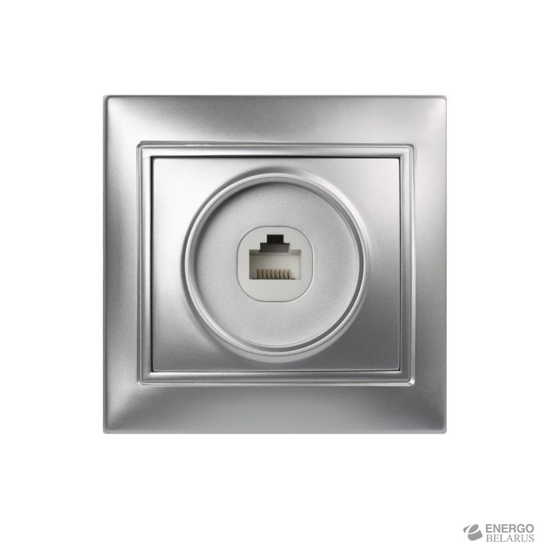 Розетка компьютерная RJ-45 1-местная серебро "Венера", Smartbuy