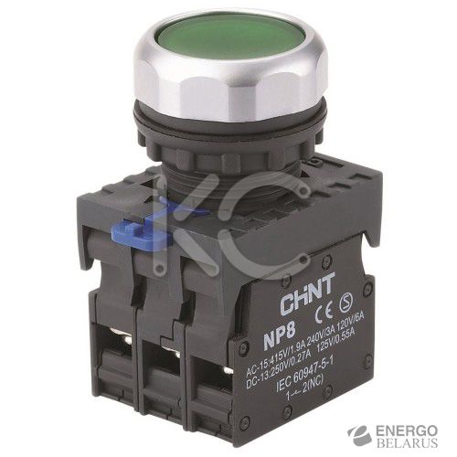 Кнопка управления NP8-10BND 1НО зеленая AC/DC24В(LED) IP65 (R)(CHINT)