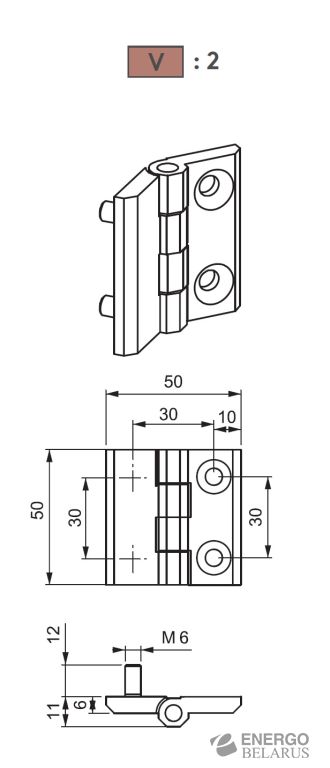 Петля накладная Essentra (Mesan) 099-1-F-2