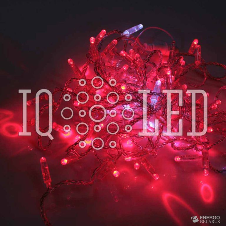 Гирлянда с FLASH мерцанием 10M, 240V, Красная / белый FLASH на прозрачном проводе, соединяемая (без шнура) (с колпачком)