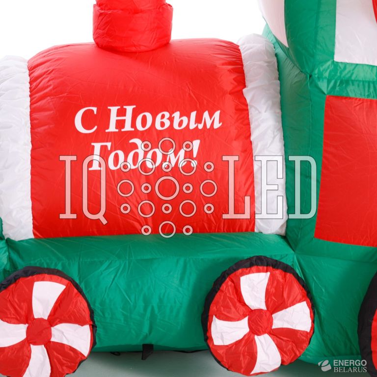 Фигура 3D надувная “Дед Мороз на поезде”