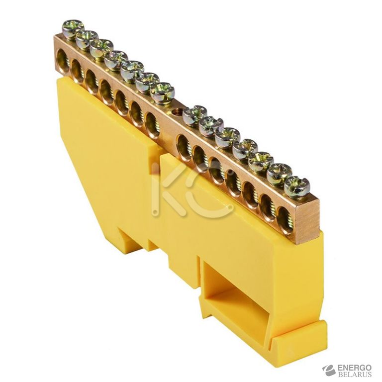 Контактная шина 0 с креплением на DIN-рейку ZD-12 12WAYS (желтый изолятор)